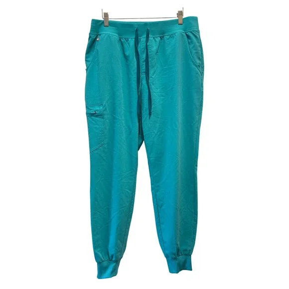 FIGS Scrub Set Womens L Catarina Top Zamora Jogger Pants Teal Blue Drawstring - Picture 4 of 8